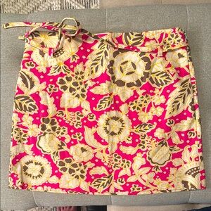 J. Crew Pink and Cream Mini Wrap Skirt